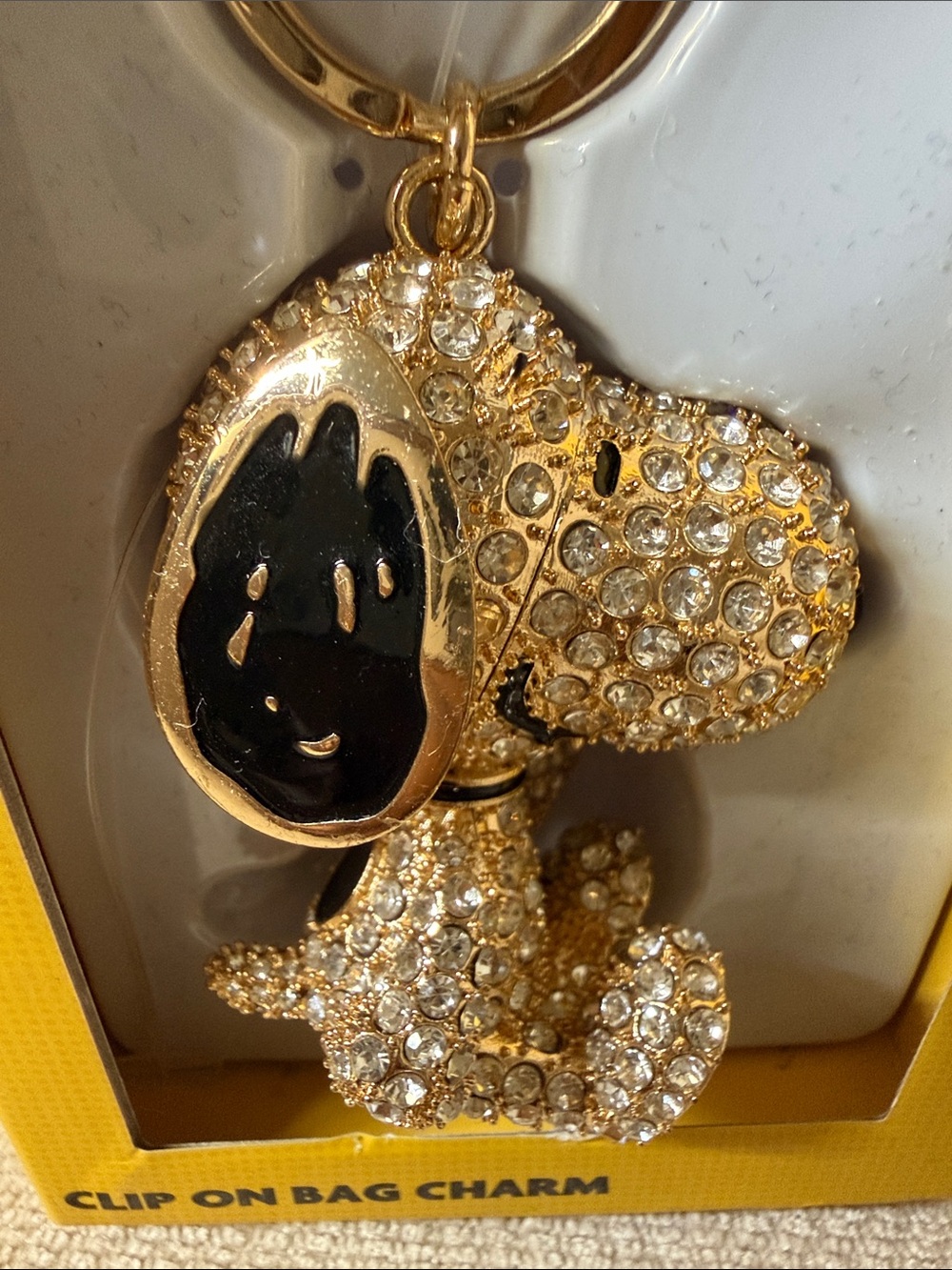 Peanuts Gold Snoopy Crystal Clip-On Bag Charm - Picture 3 of 6